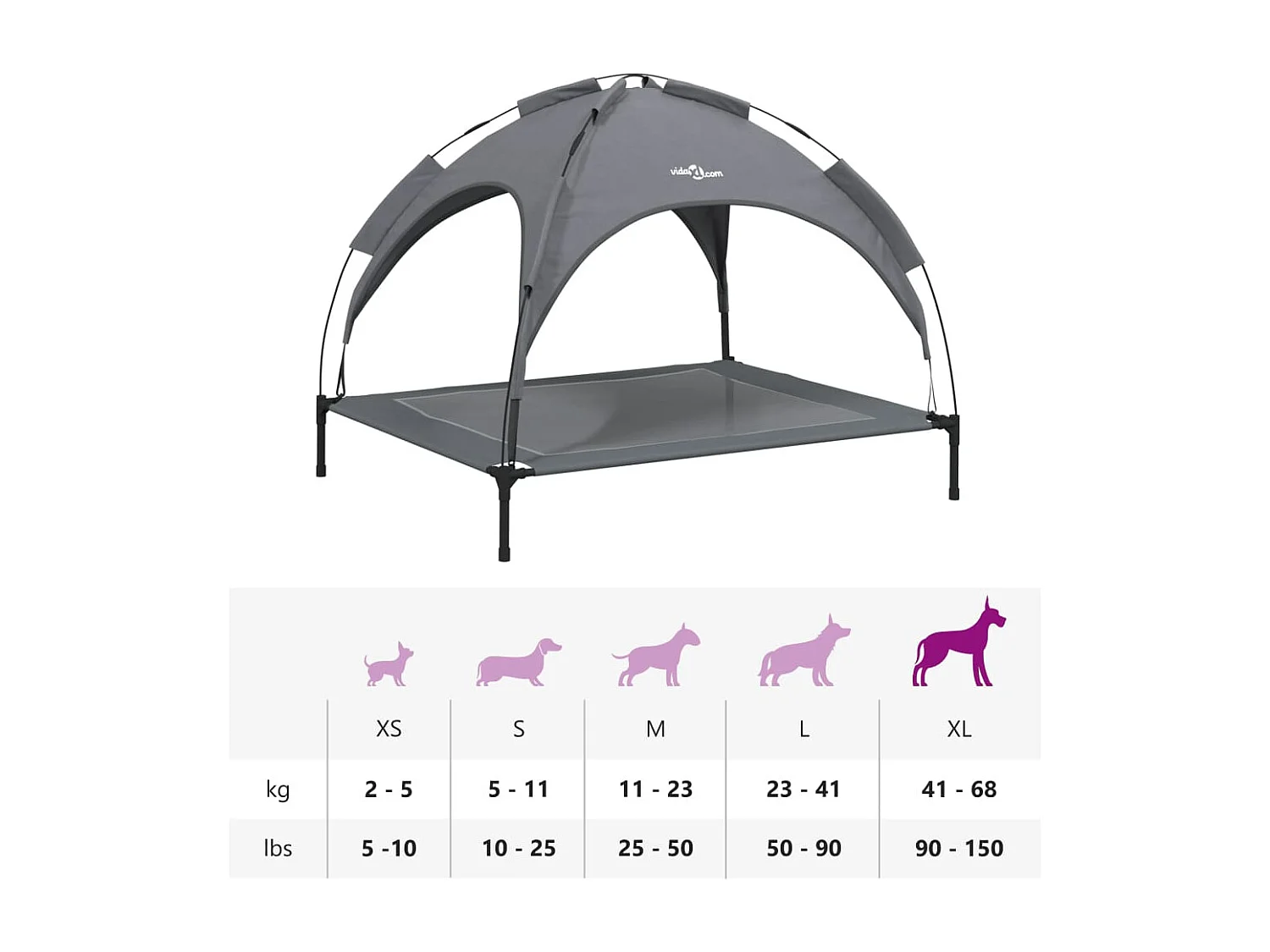 Hundebett mit anthrazitfarbenem Himmel Oxford-Stoff und Stahl