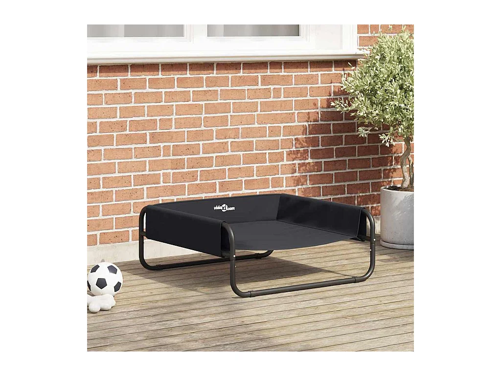 Lit pour Chien Noir ML Tissu Oxford et Acier