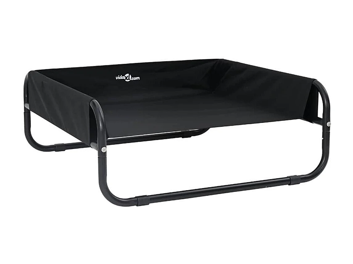 Lit pour Chien Noir ML Tissu Oxford et Acier