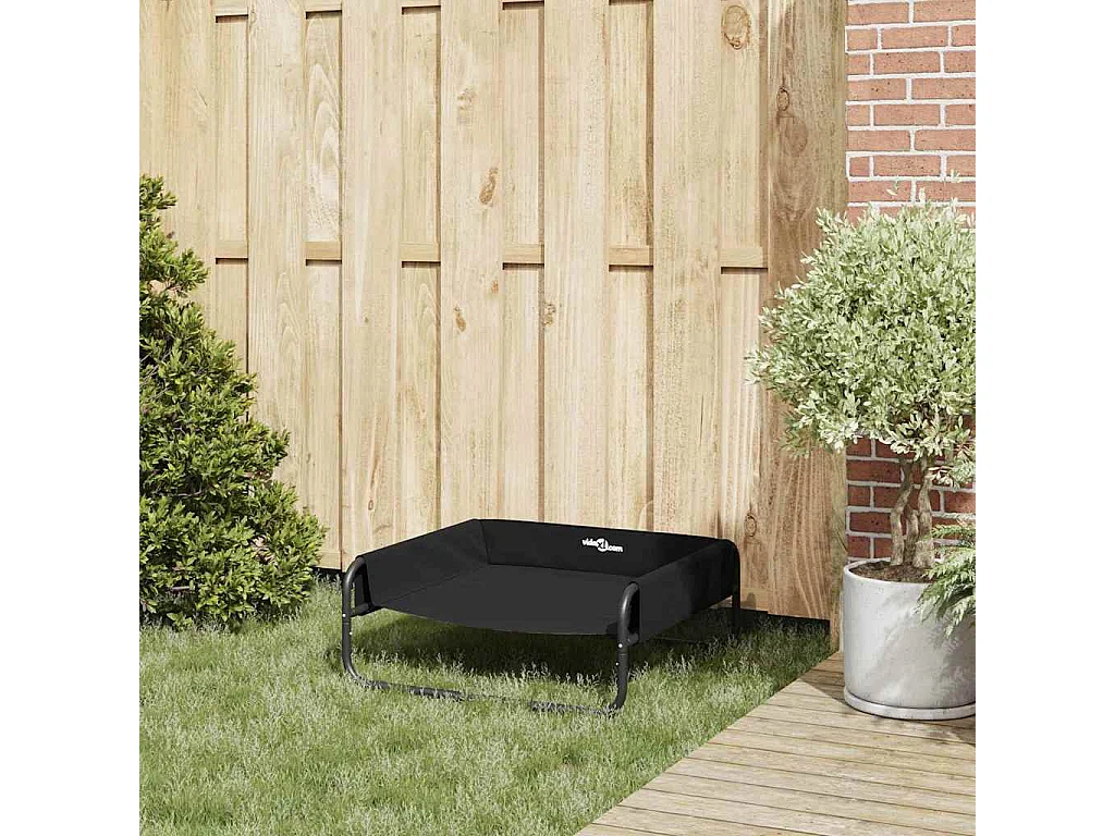 Lit pour Chien Noir ML Tissu Oxford et Acier