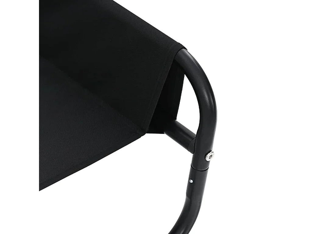 Lit pour Chien Noir ML Tissu Oxford et Acier