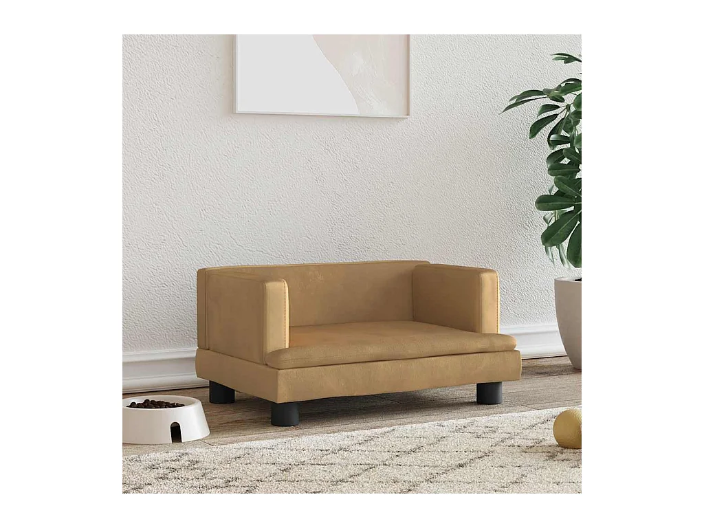 Lit pour chien marron 60x40x30 cm velours