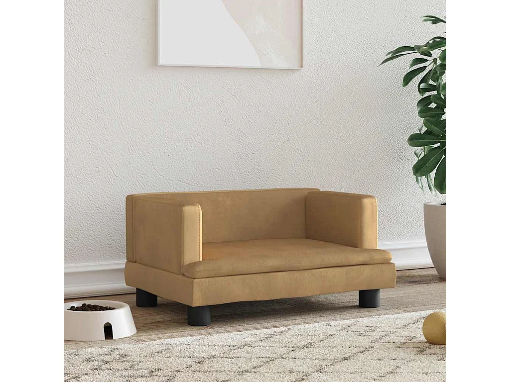 Cama para perro marrón 60x40x30 cm terciopelo