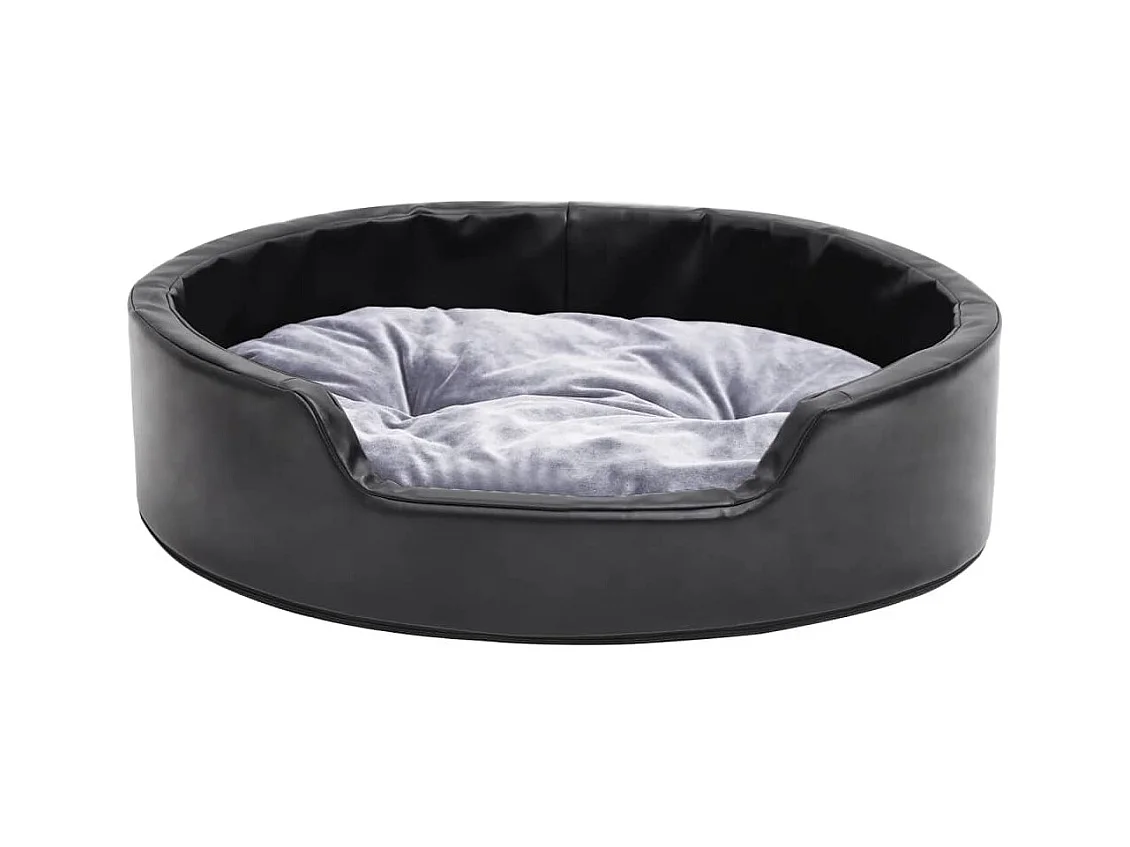 Lit pour chiens Noir et gris 69x59x19 cm Peluche et similicuir
