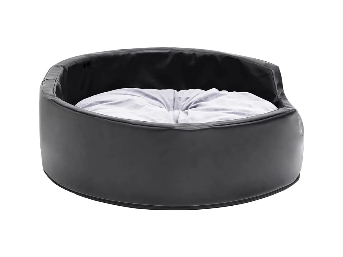 Lit pour chiens Noir et gris 69x59x19 cm Peluche et similicuir