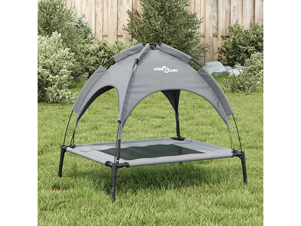 Lit pour chien avec auvent anthracite tissu Oxford et acier