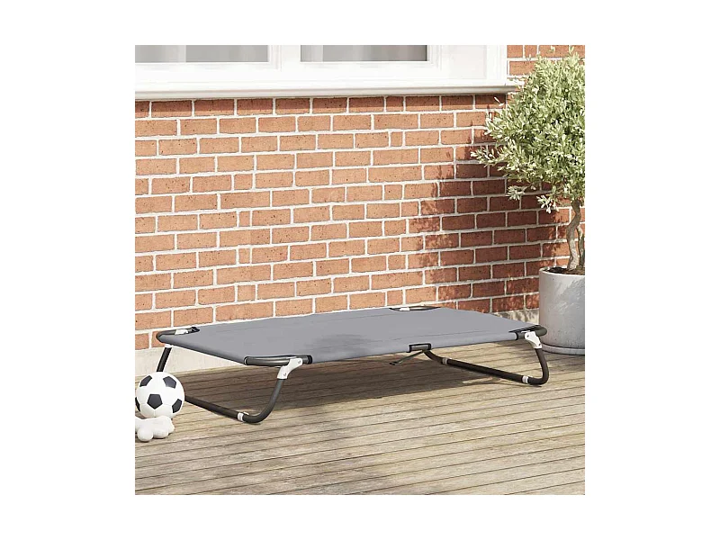 Lichtgrijs hondenbed 90 x 55 x 18 cm Oxfordstof en staal