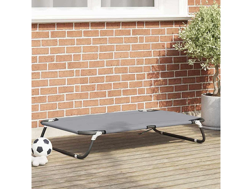 Lichtgrijs hondenbed 90 x 55 x 18 cm Oxfordstof en staal