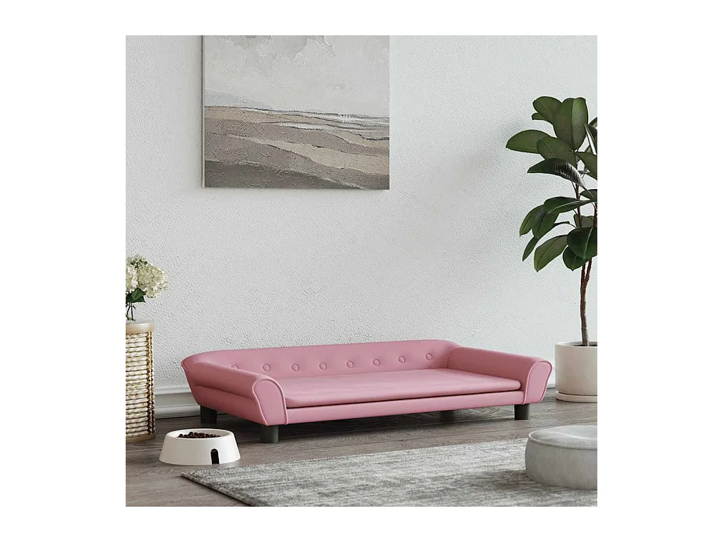 Lit pour chien rose 100x50x21 cm velours