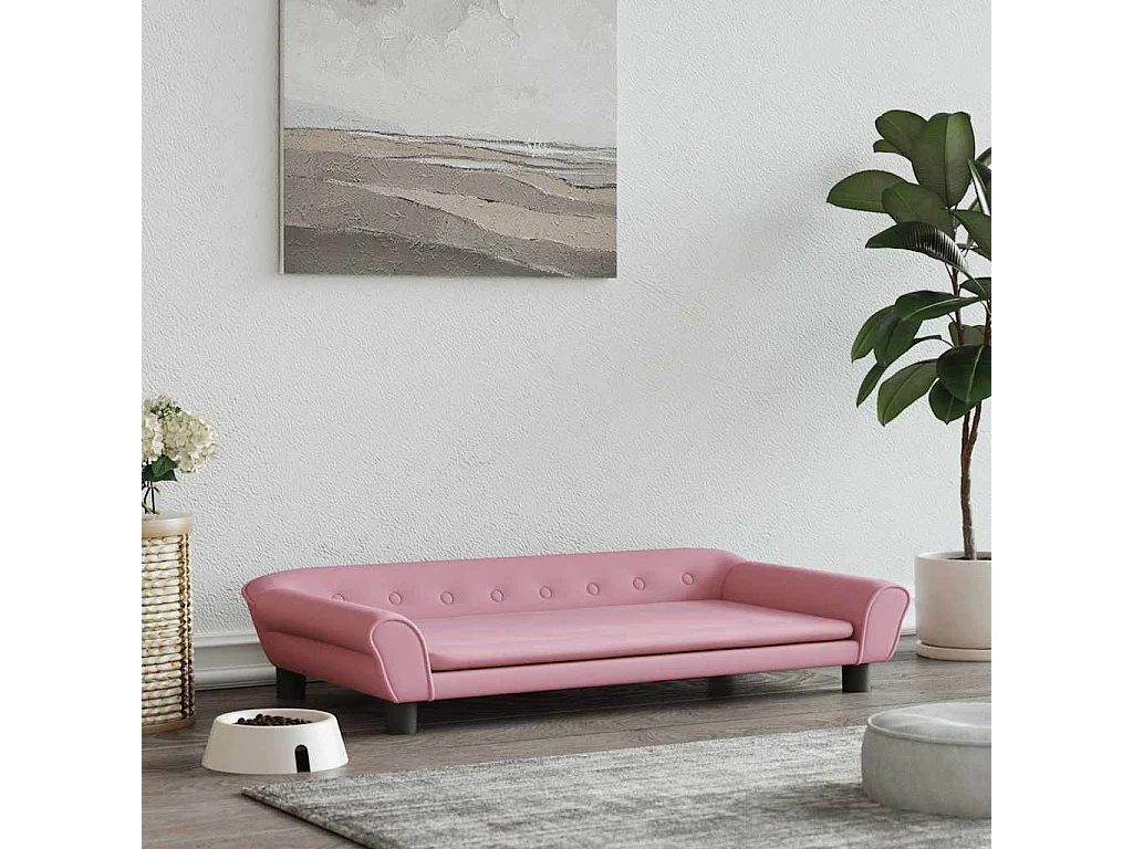 Cama para perro rosa 100x50x21 cm terciopelo