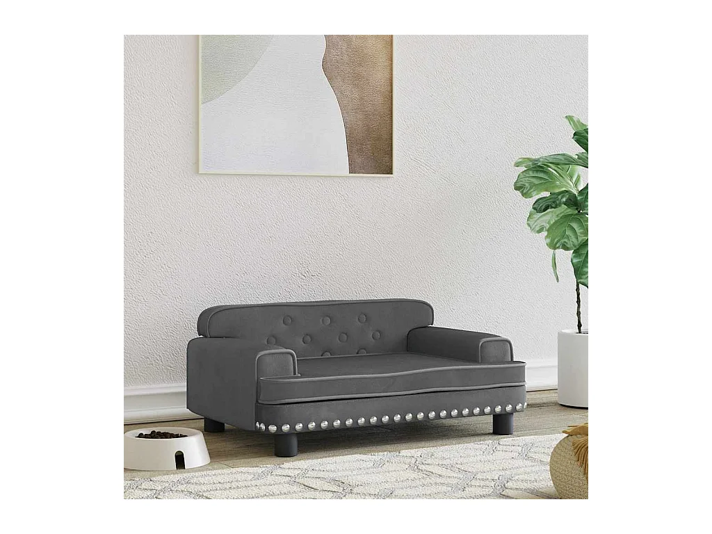 Lit pour chien gris foncé 70x45x30 cm velours