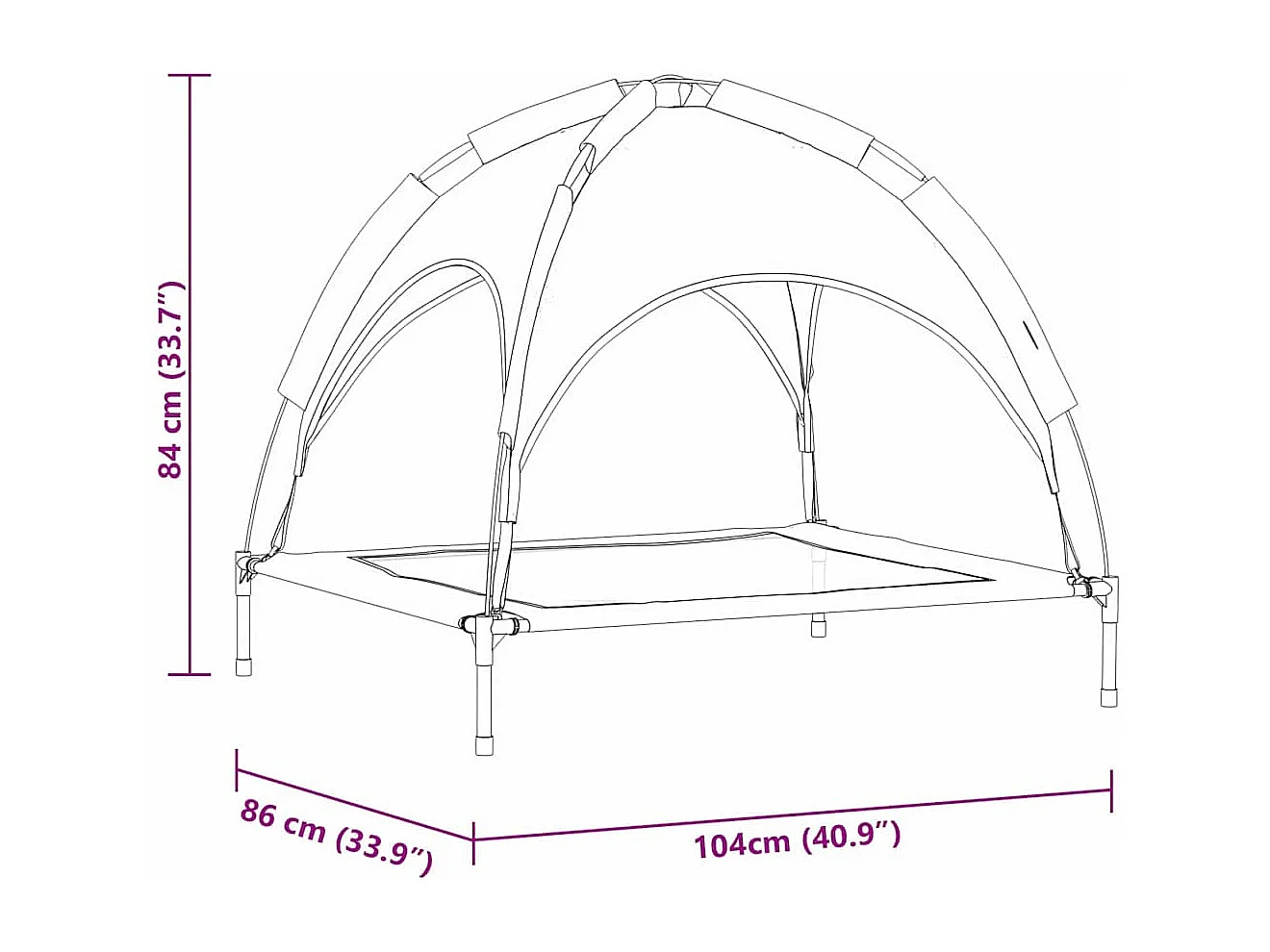 Cama para perros gris plata XL acero