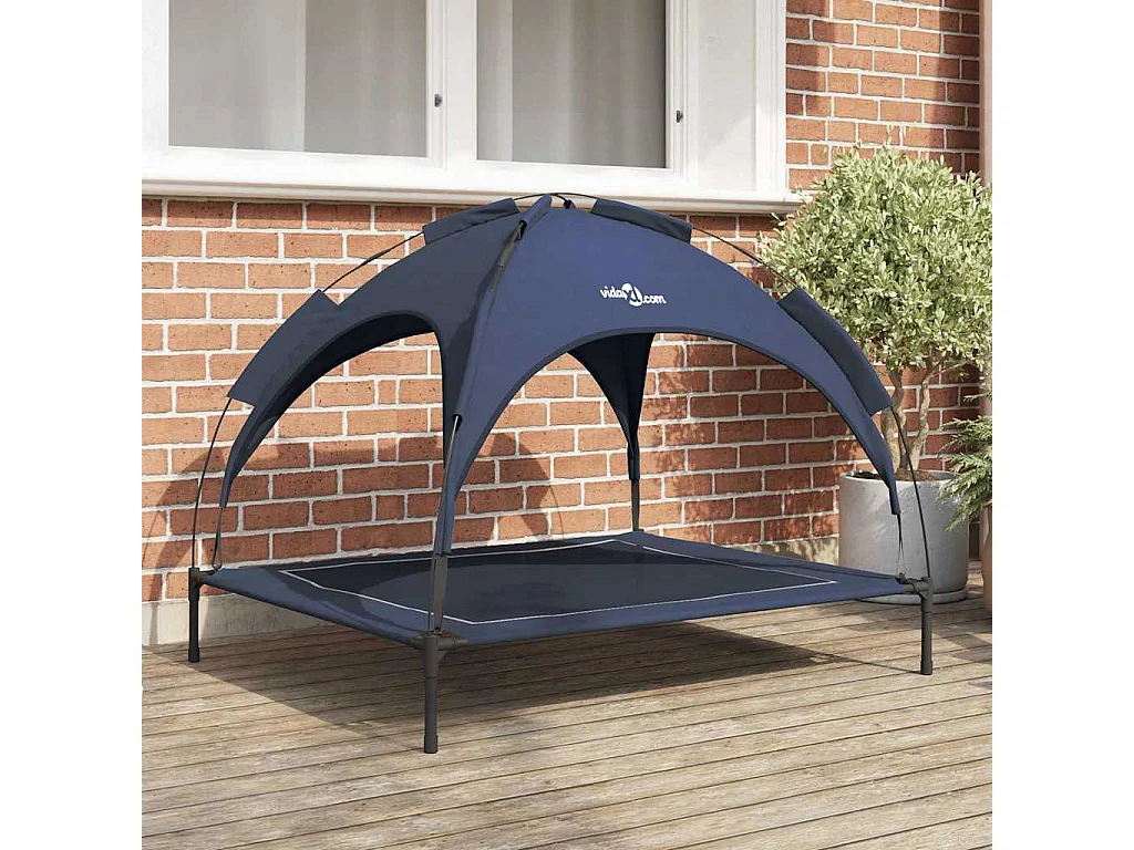 Marineblaues XL-Hundebett aus Stahl