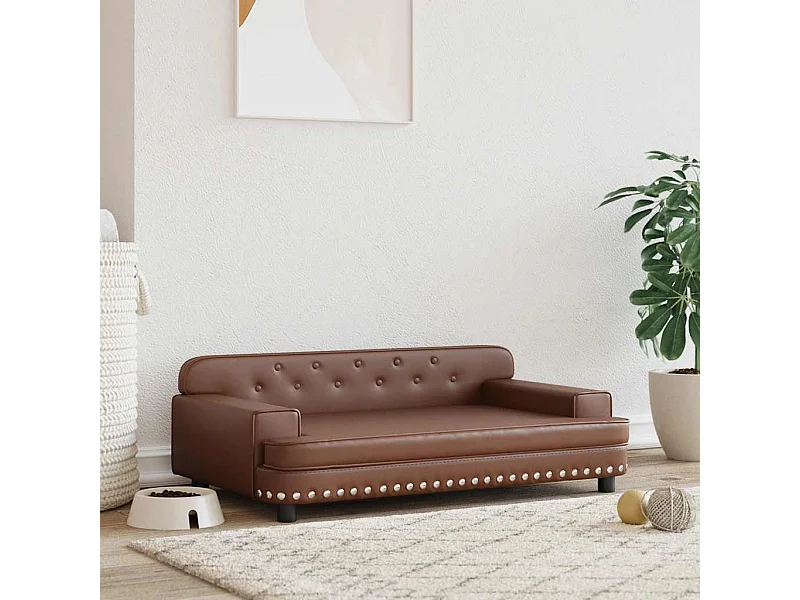 Lit pour chien marron 90x53x30 cm similicuir