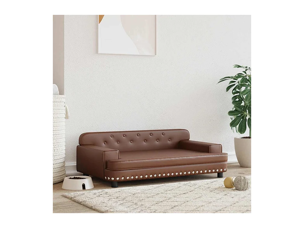 Cuccia per cani marrone 90x53x30 cm in similpelle