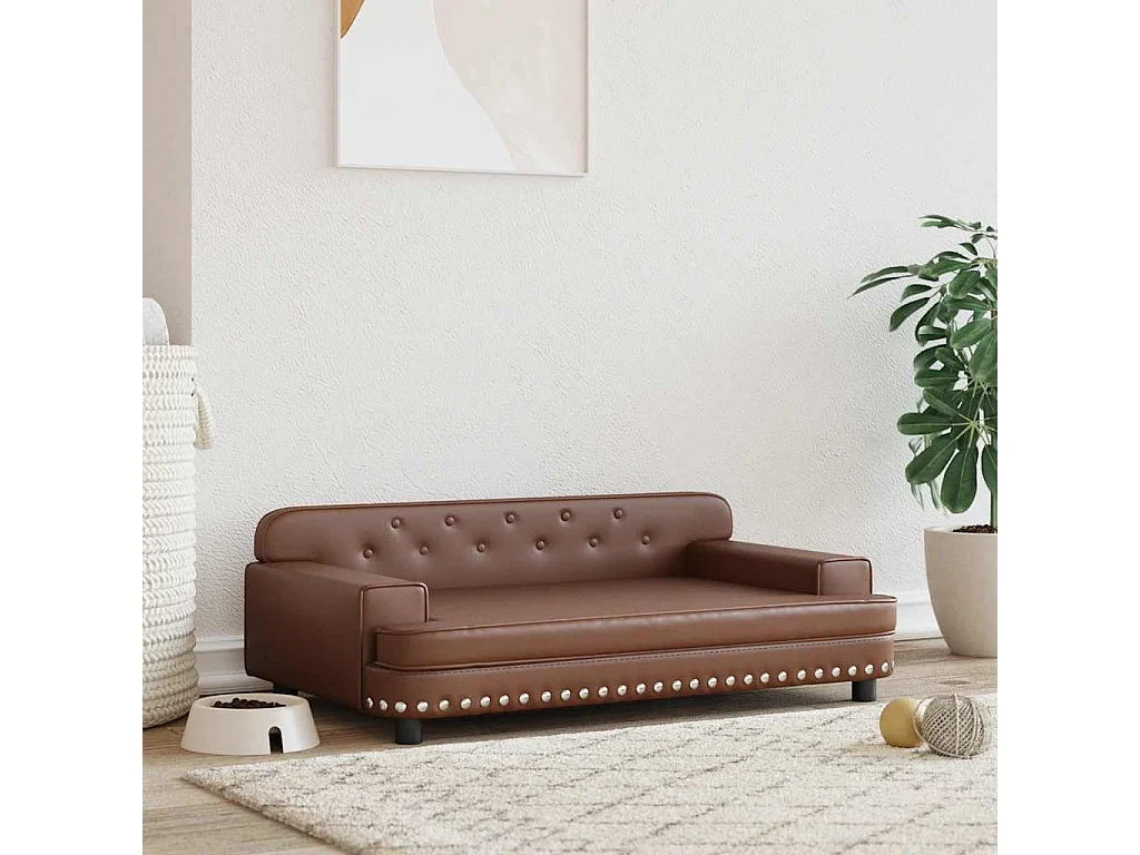 Lit pour chien marron 90x53x30 cm similicuir