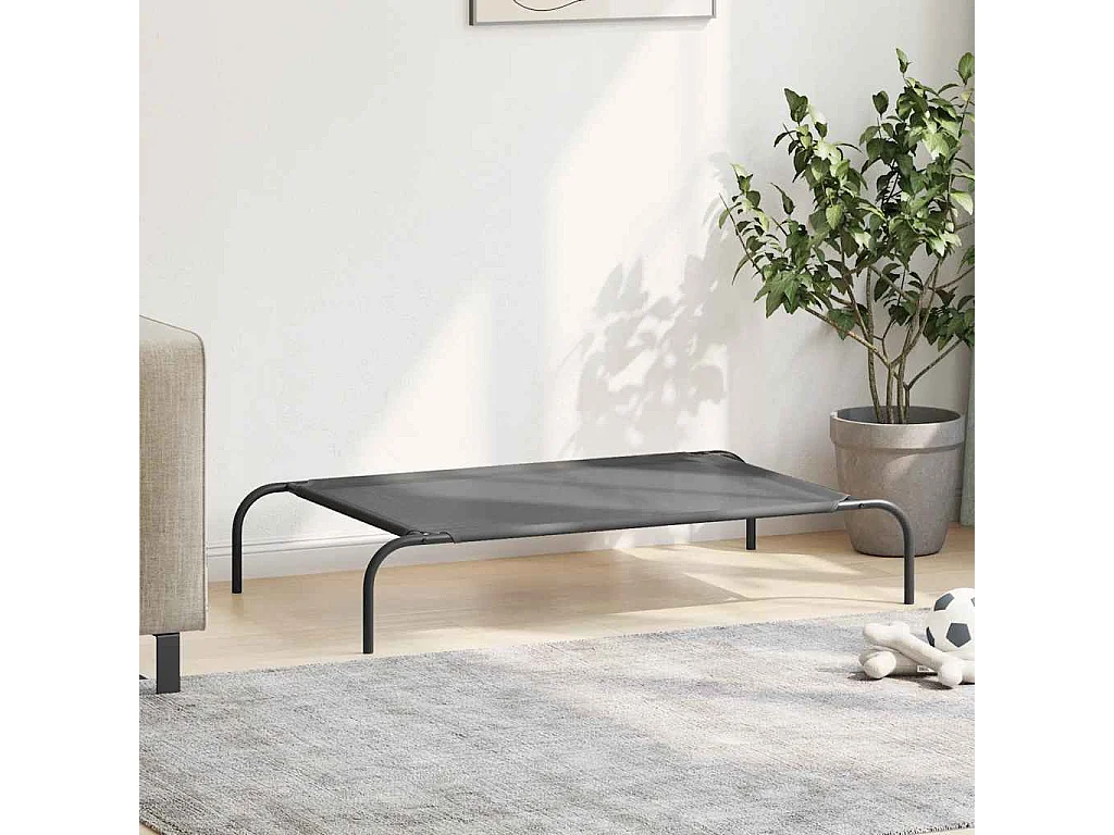 Lit surélevé pour chien gris 110x65x20 cm textilène et acier