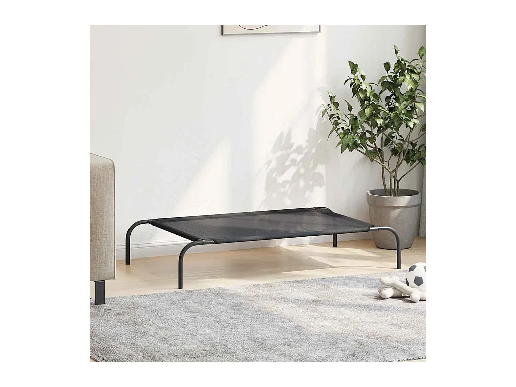 Lit surélevé pour chien Noir L Textilène
