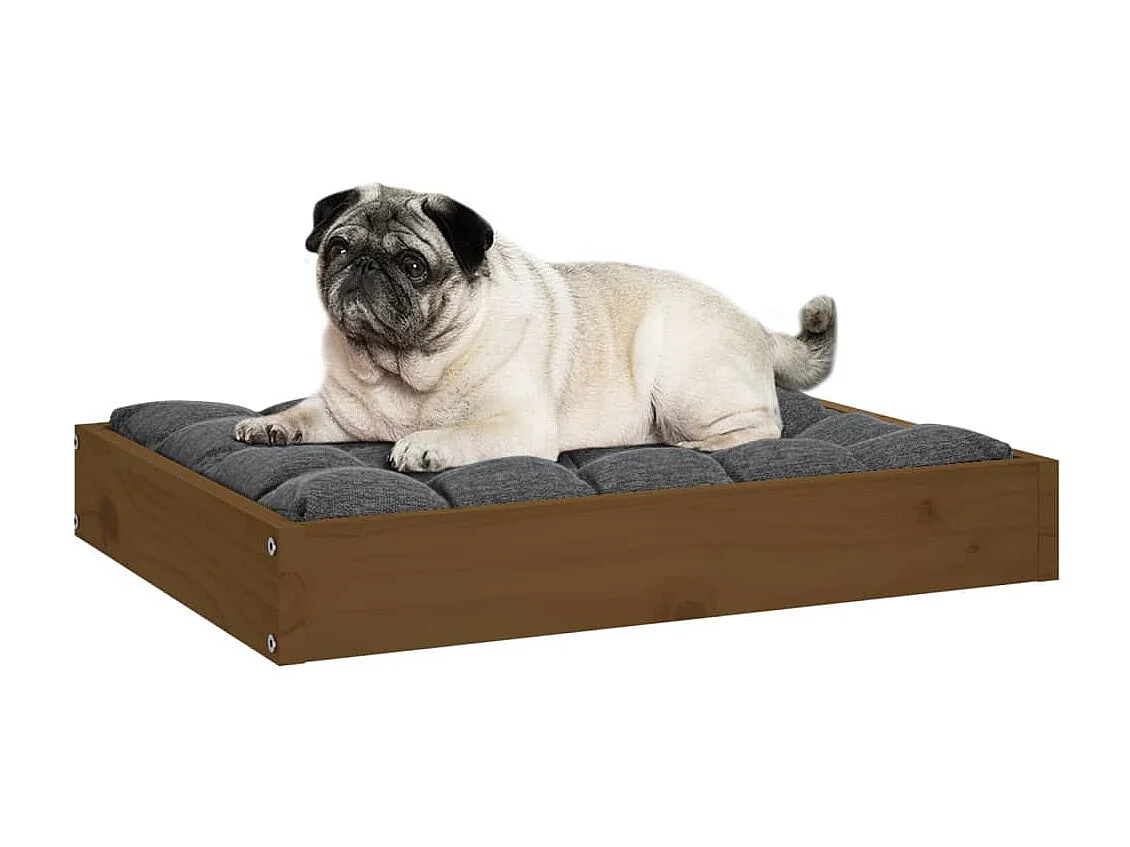 Letto per cani color miele, 61,5x49x9 cm, in legno di pino massiccio