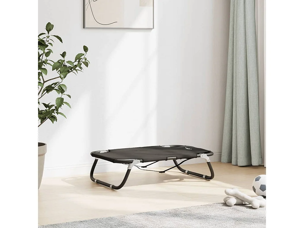 Cama plegable para perros en tejido Oxford antracita y acero