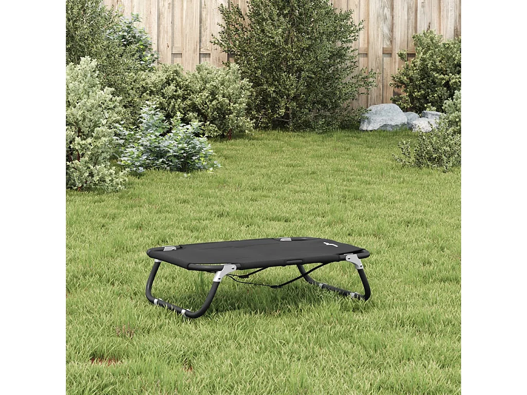 Cama plegable para perros en tejido Oxford antracita y acero