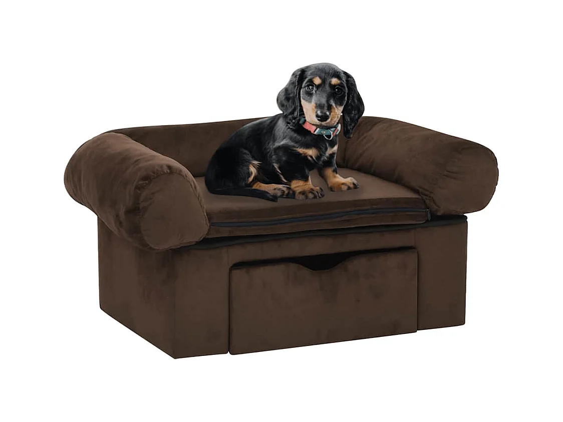 Sofá para perro con cajón Marrón 75x50x38 cm Peluche