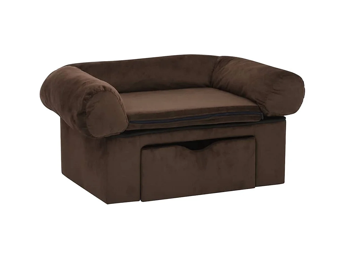 Sofá para perro con cajón Marrón 75x50x38 cm Peluche
