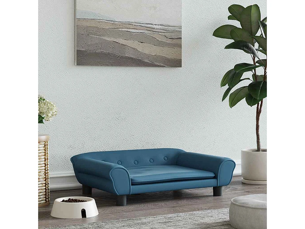 Cama para perro azul 70x48x22 cm terciopelo