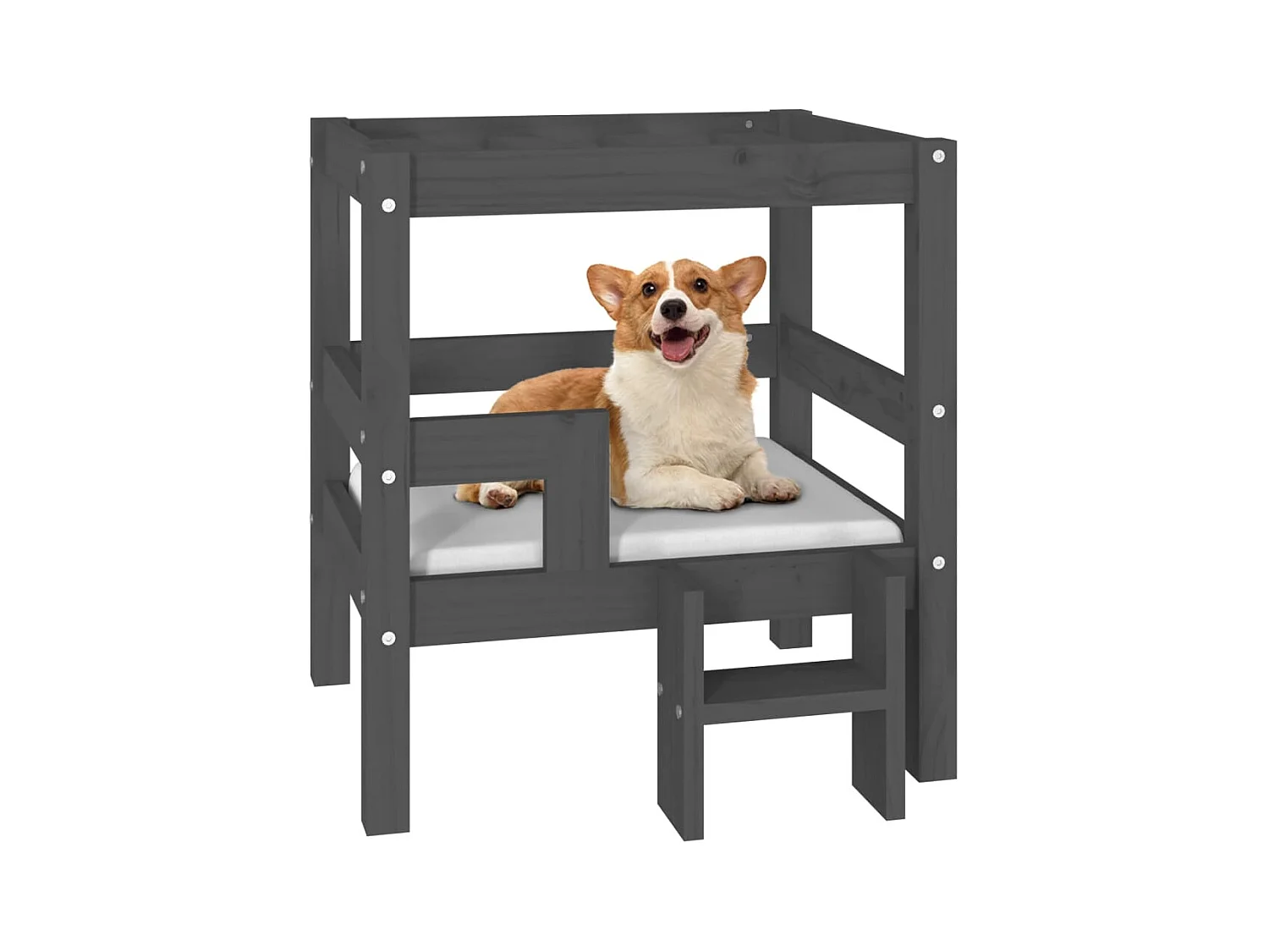 Letto per cani grigio 55,5x53,5x60 cm in legno di pino massiccio