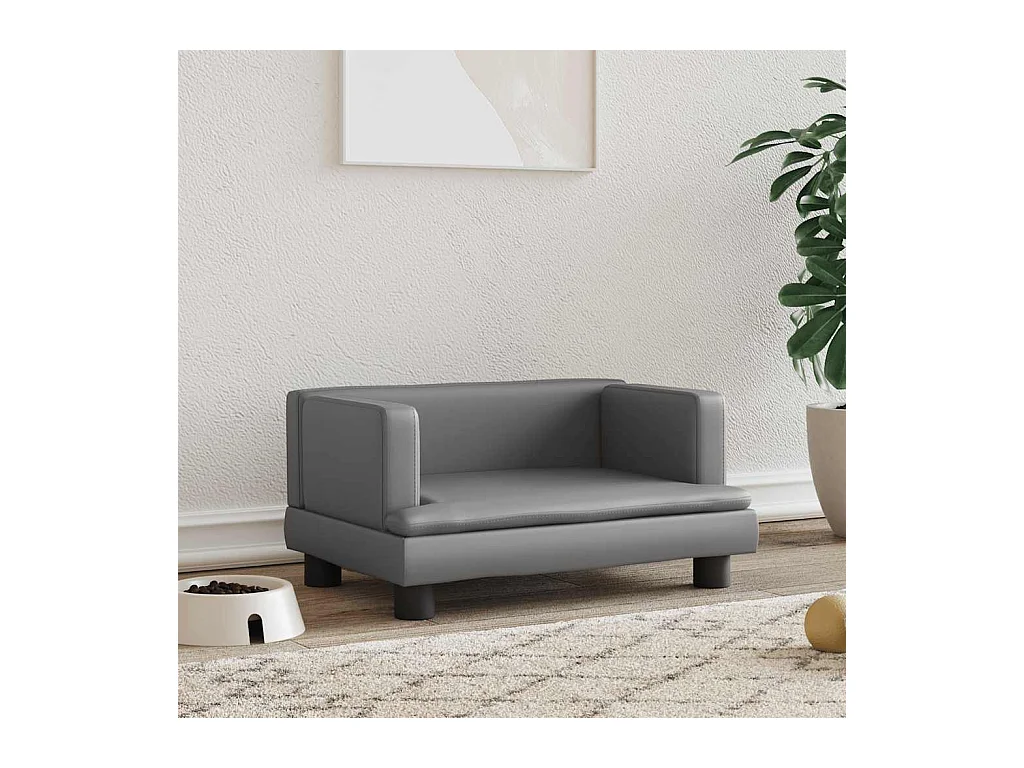 Grijs hondenbed 60x40x30 cm kunstleer