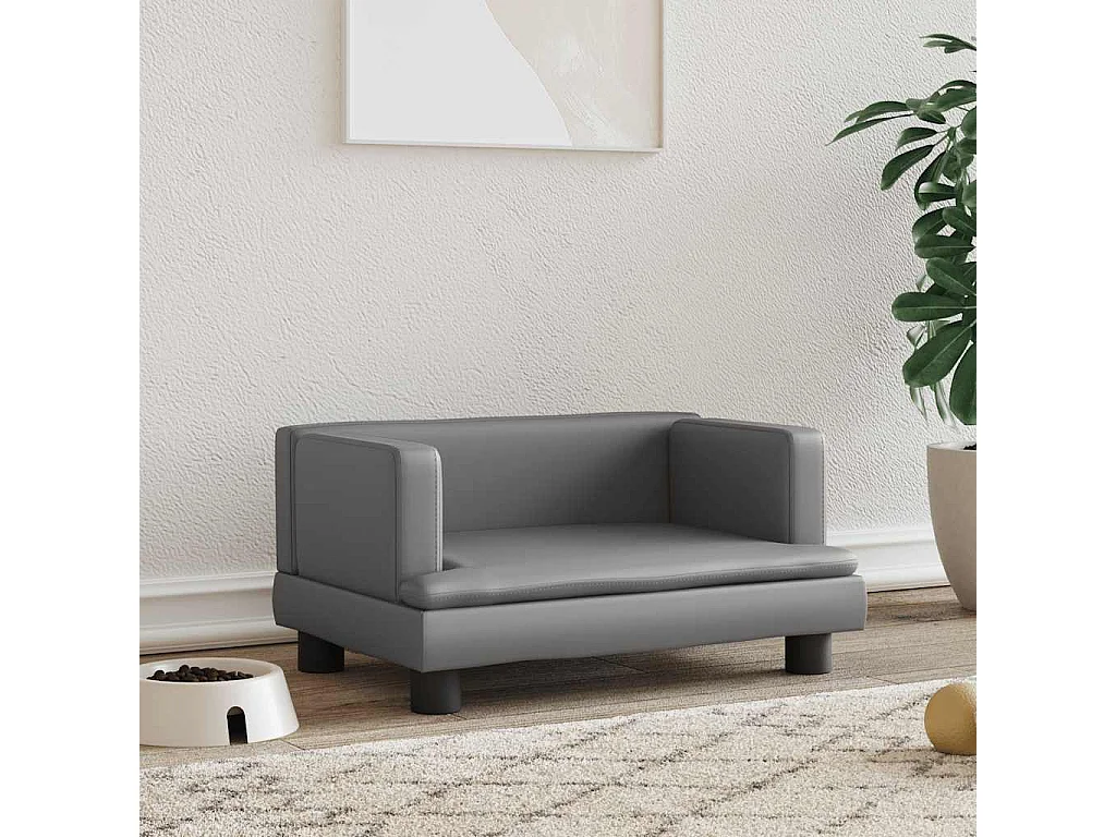 Lit pour chien gris 60x40x30 cm similicuir