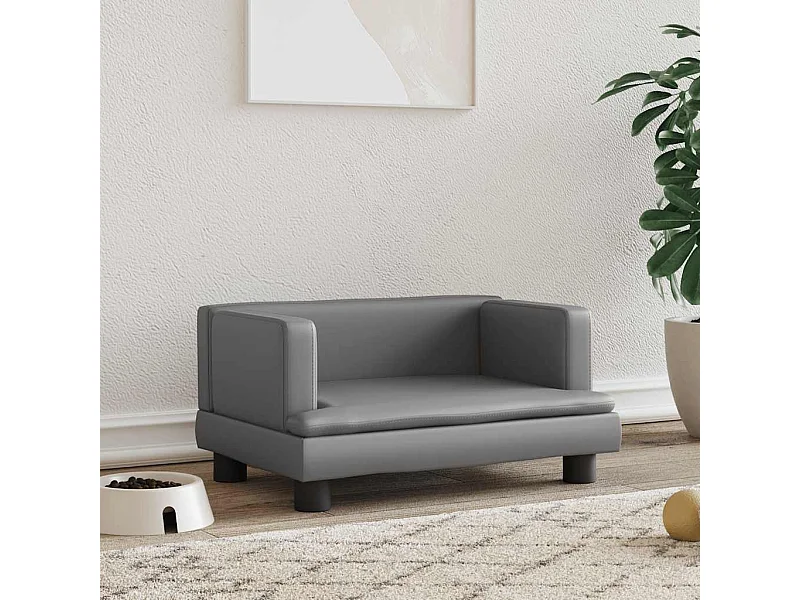 Lit pour chien gris 60x40x30 cm similicuir