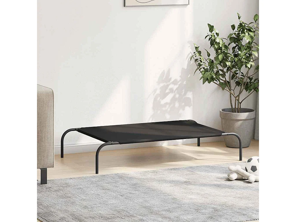 Cama elevada para perros negra 110x65x20 cm Tejido Oxford y acero