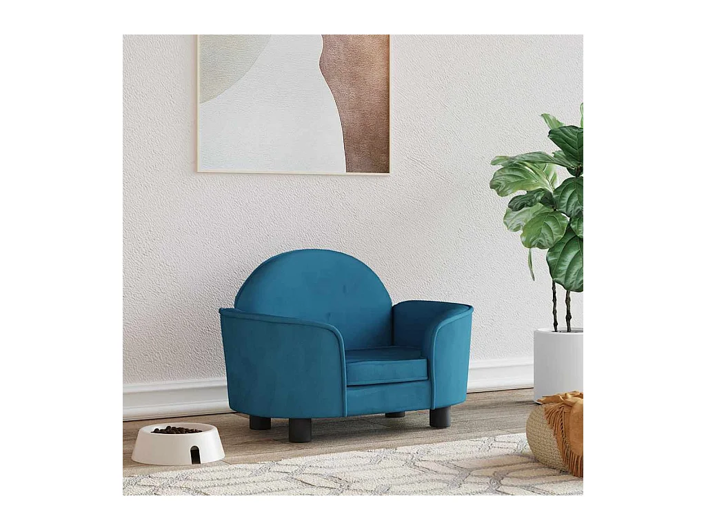 Blauwe hondenmand 66x40x45 cm fluweel