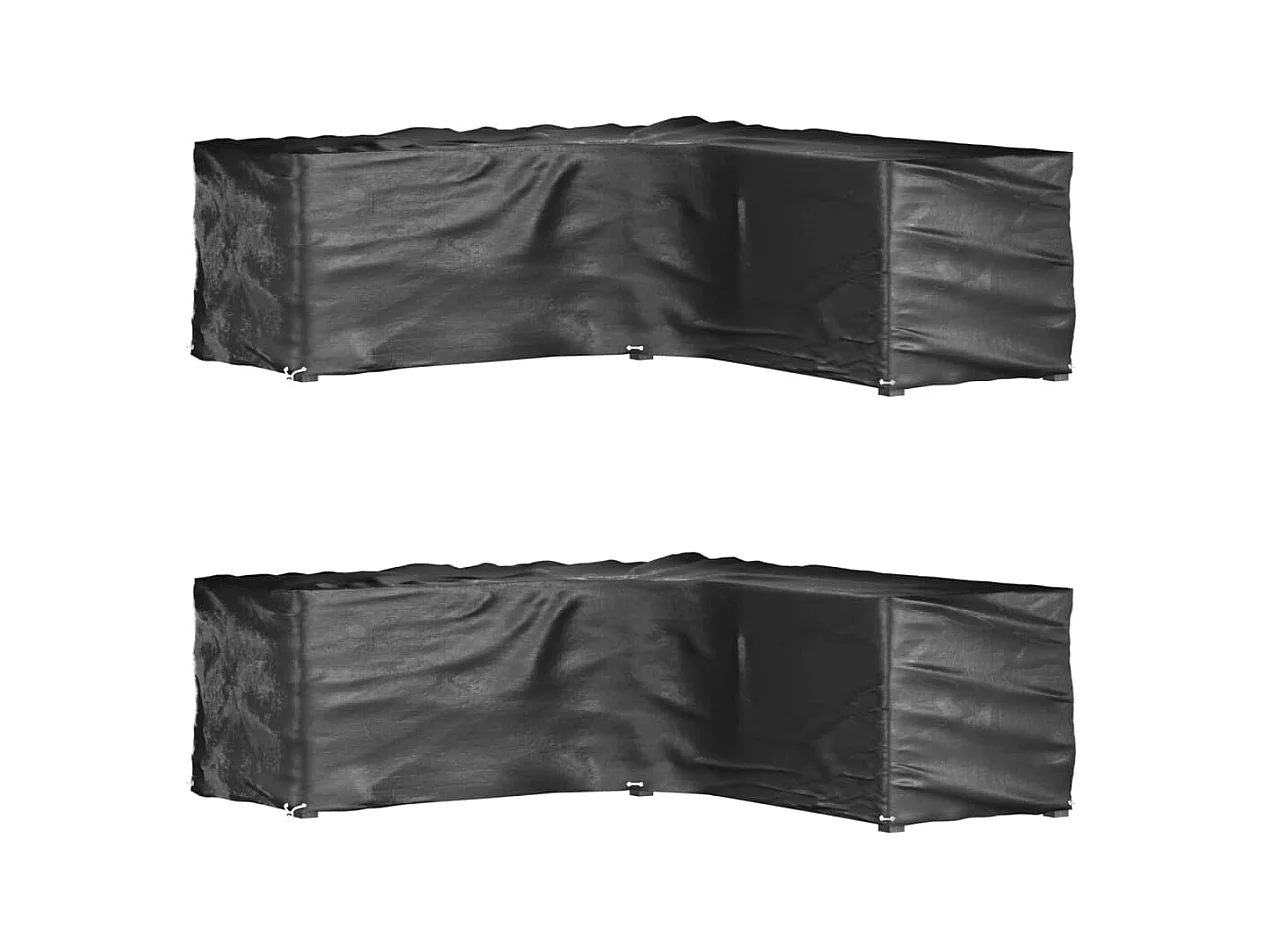 Fundas para muebles de jardín en forma de L, 2 unidades, 16 ojales