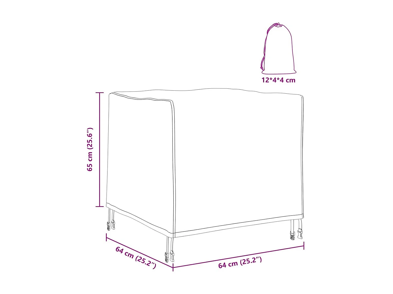 Housse pour mobilier d'extérieur 64 x 64 x 65 cm
