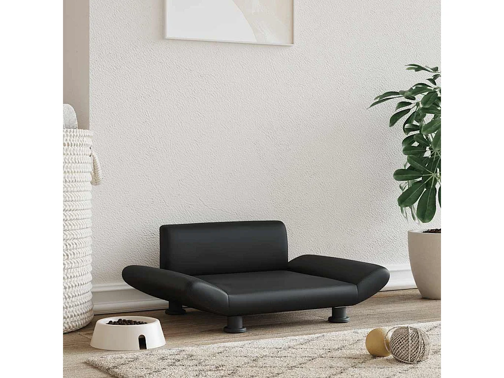 Lit pour chien noir 70x45x28 cm similicuir