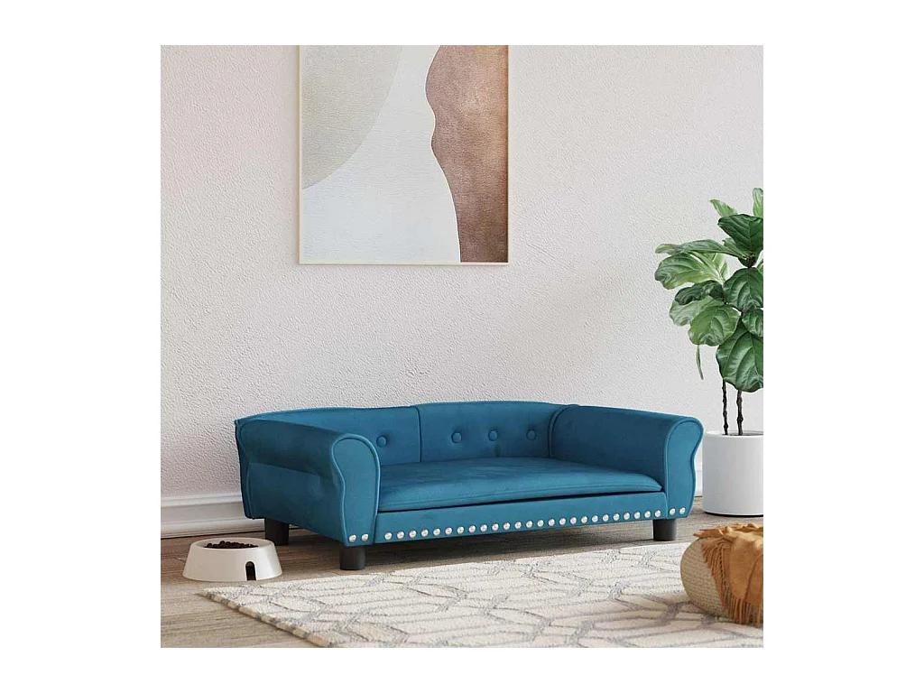 Lit pour chien bleu 95x55x30 cm velours