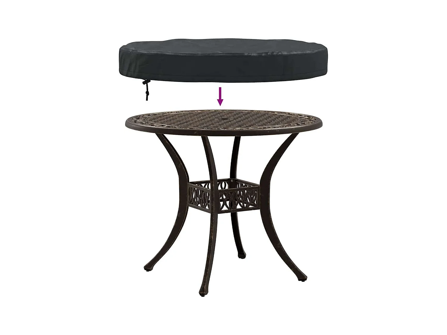 Buitentafelhoes Zwart 82 x 82 x 10 cm 600D Stof