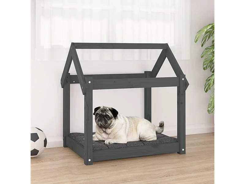 Cama para perro gris 71x55x70 cm Madera maciza de pino
