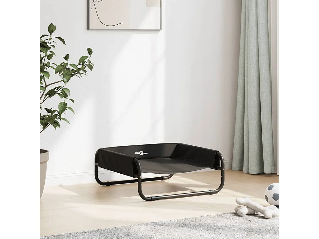 Lit surélevé pour chien anthracite tissu Oxford et acier