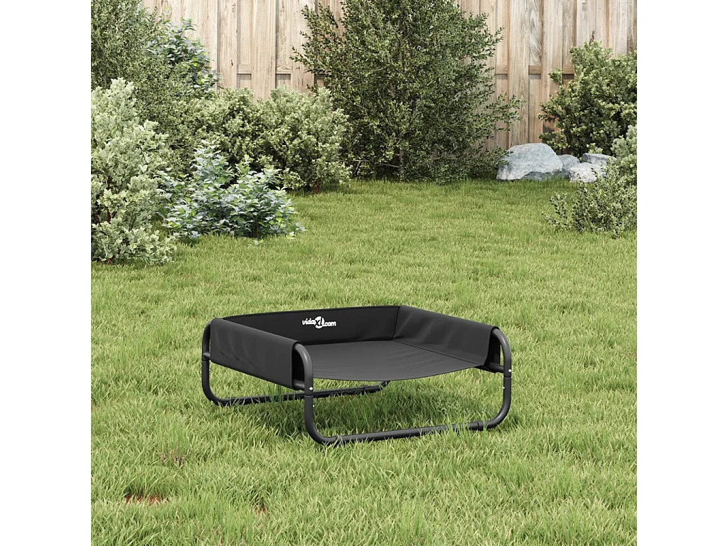 Lit surélevé pour chien anthracite tissu Oxford et acier