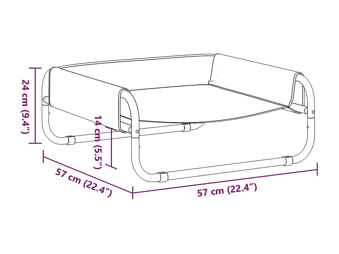 Lit surélevé pour chien anthracite tissu Oxford et acier