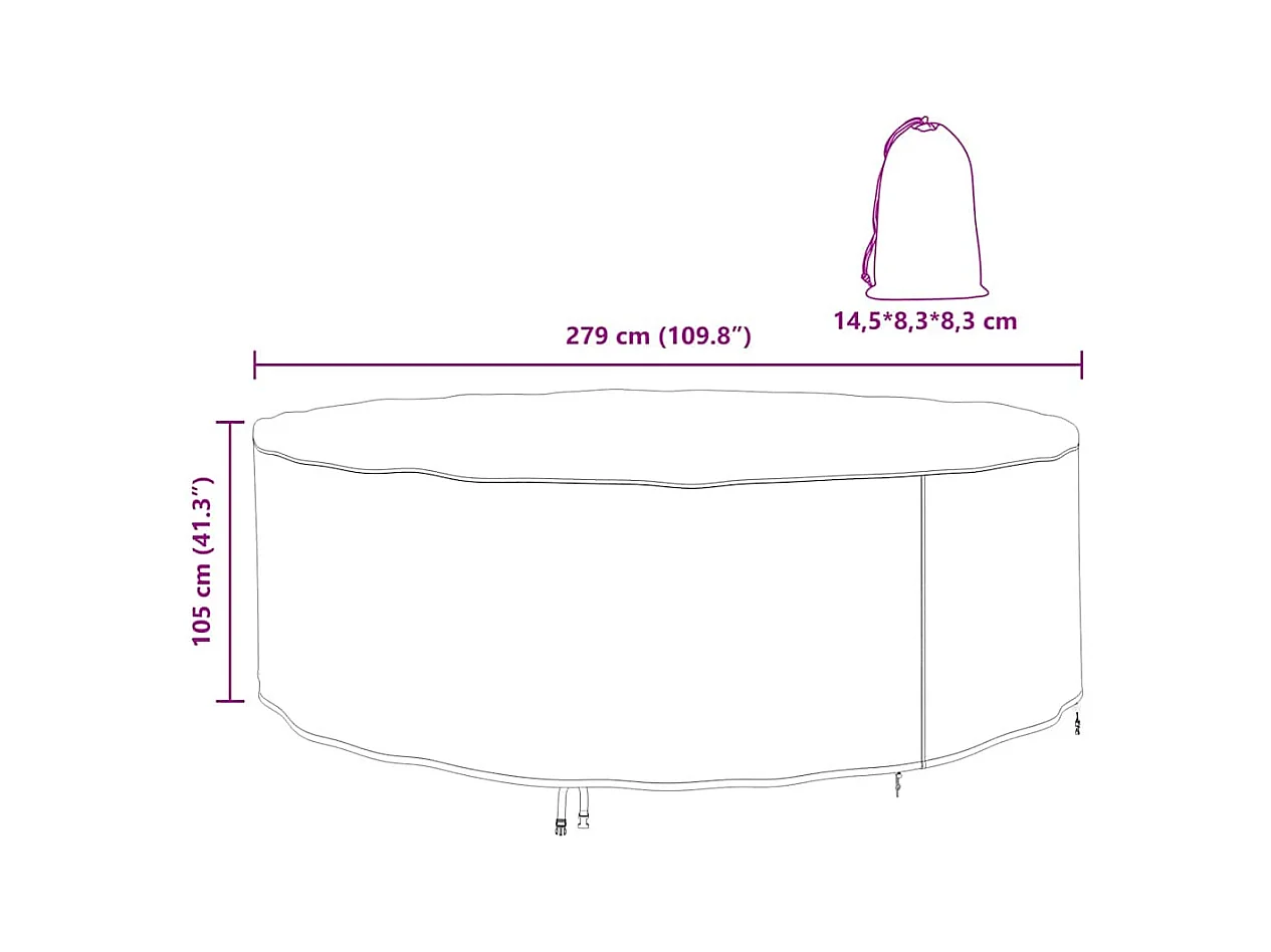 Copertura per mobili da esterno 279 x 279 x 105 cm tessuto 600D