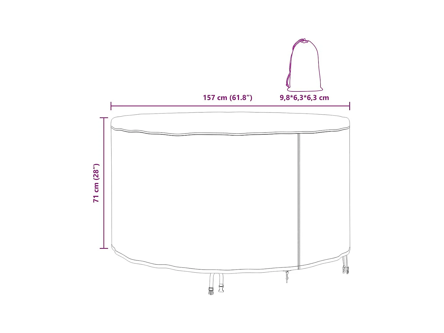 Funda para muebles de exterior 157 x 157 x 71 cm Tejido 210D