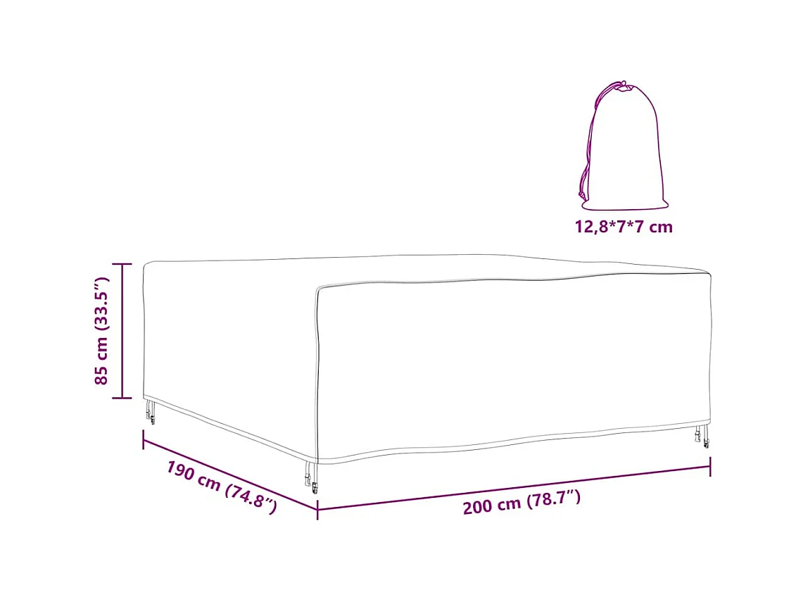 Tuinmeubelhoes Zwart 200 x 190 x 85 cm 420D