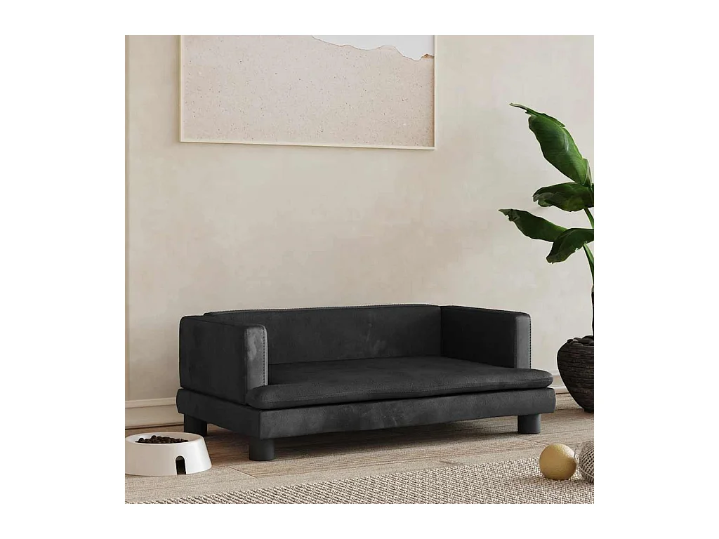 Lit pour chien noir 80x45x30 cm velours