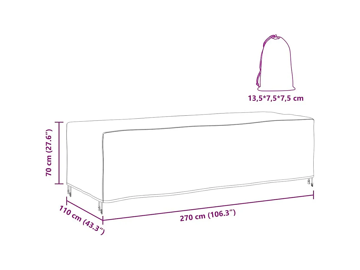 Copertura per mobili da esterno Nero 270 x 110 x 70 cm 600D
