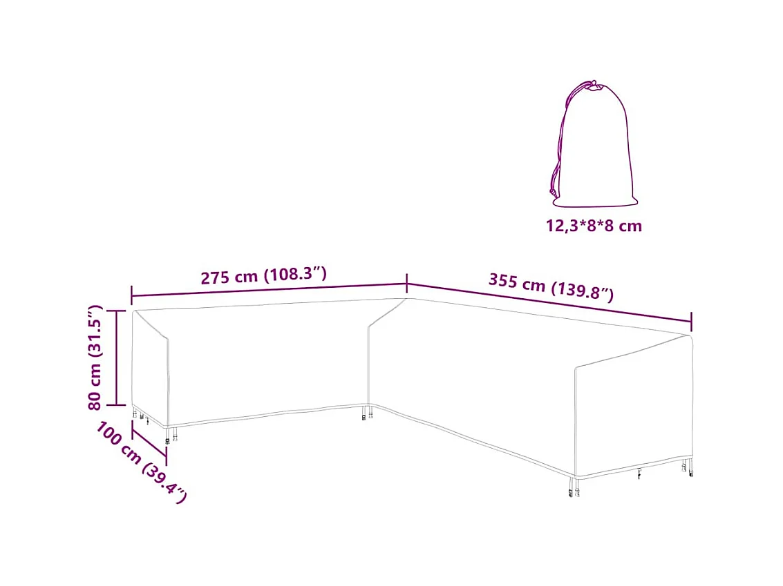 Housse pour mobilier d'extérieur 355 x 275 x 80 cm