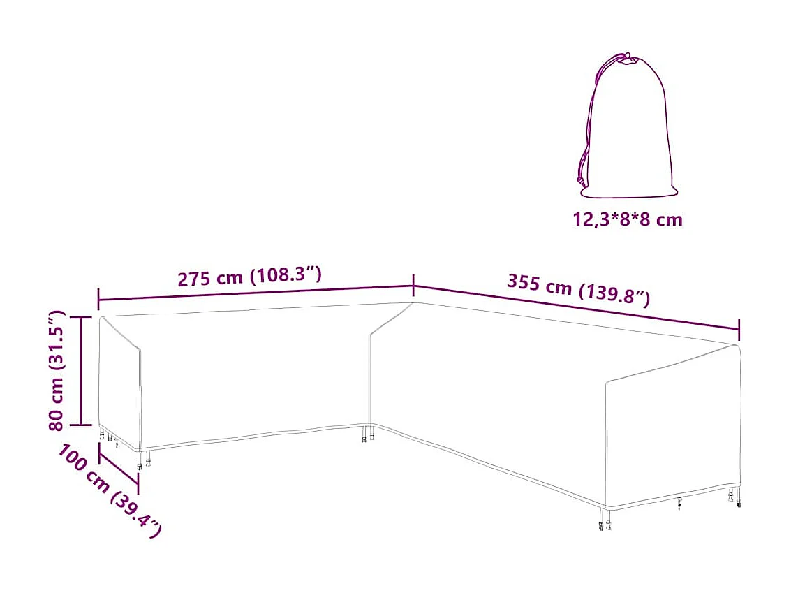 Funda para muebles de exterior 355 x 275 x 80 cm